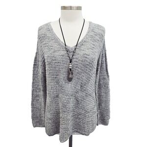 Calvin Klein Jeans L Gray Knit Sweater V Neck Long Sleeve Pullover Casual Cozy